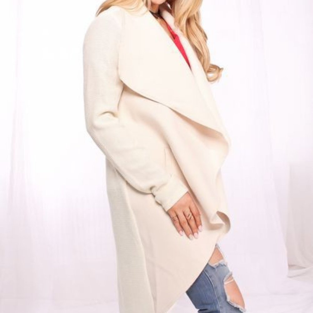 DONATED!!  Luxurious Cream draped open front - Picture 2 of 8